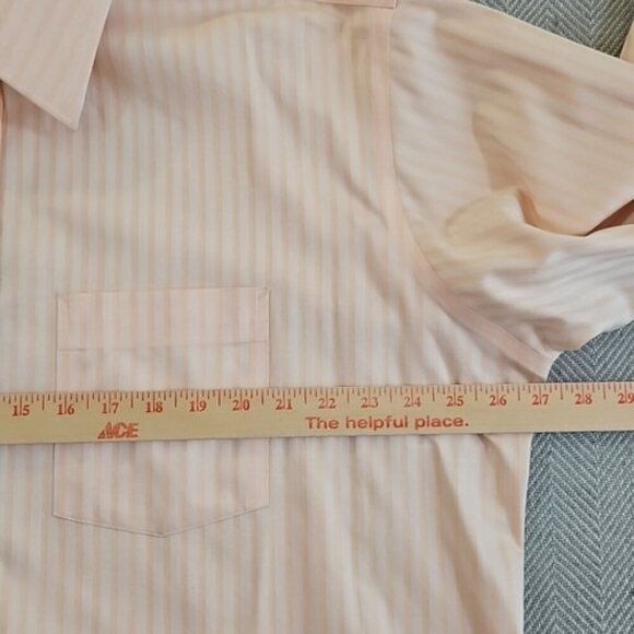 Tommy Hilfiger Dress Shirt Men's 17 1/2 32-33 XL Peach Herringbone Long Sleeve - Picture 6 of 14